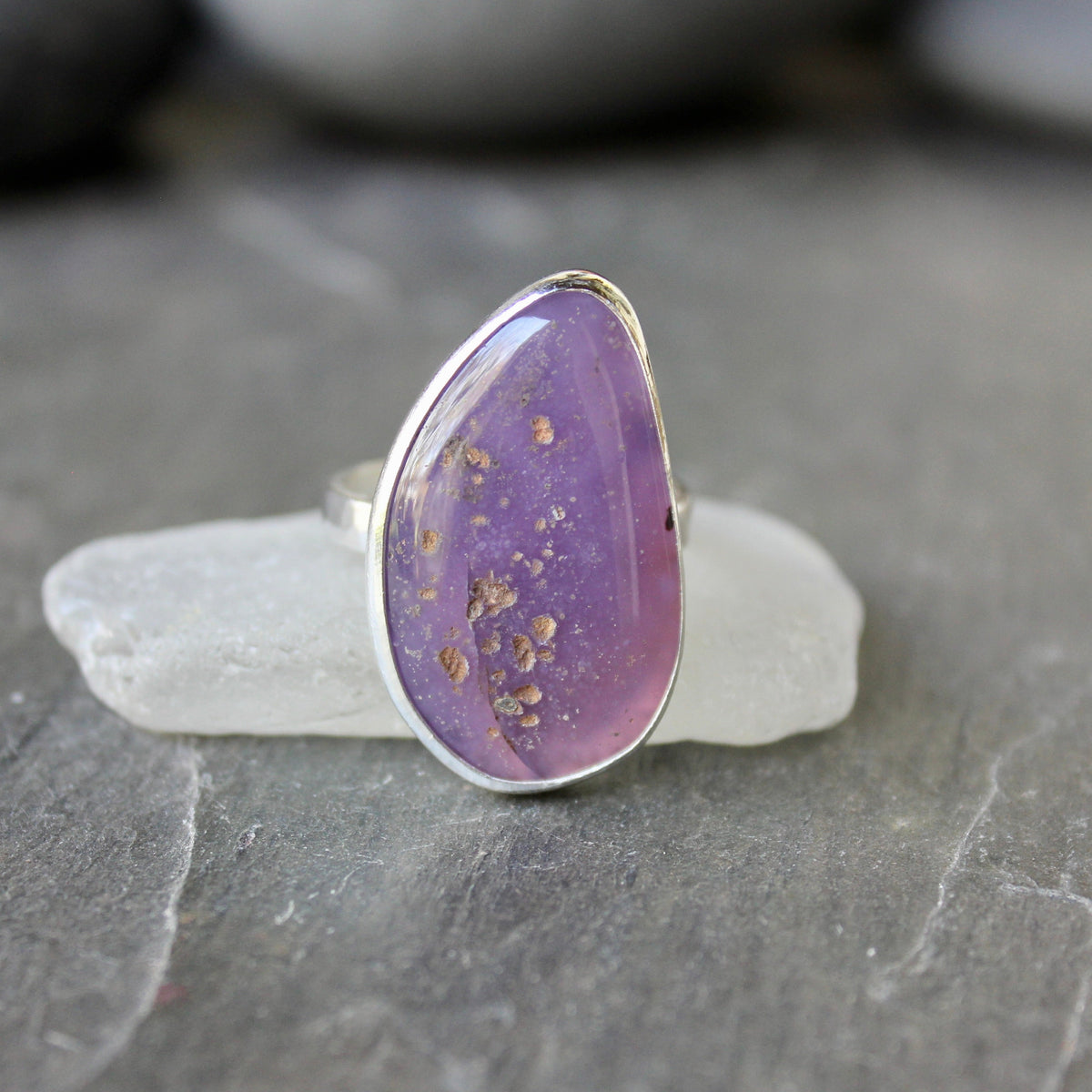 Oregon Holley Blue Agate Statement Ring Size 12 | PNW Gemstone | Handmade Sterling Silver