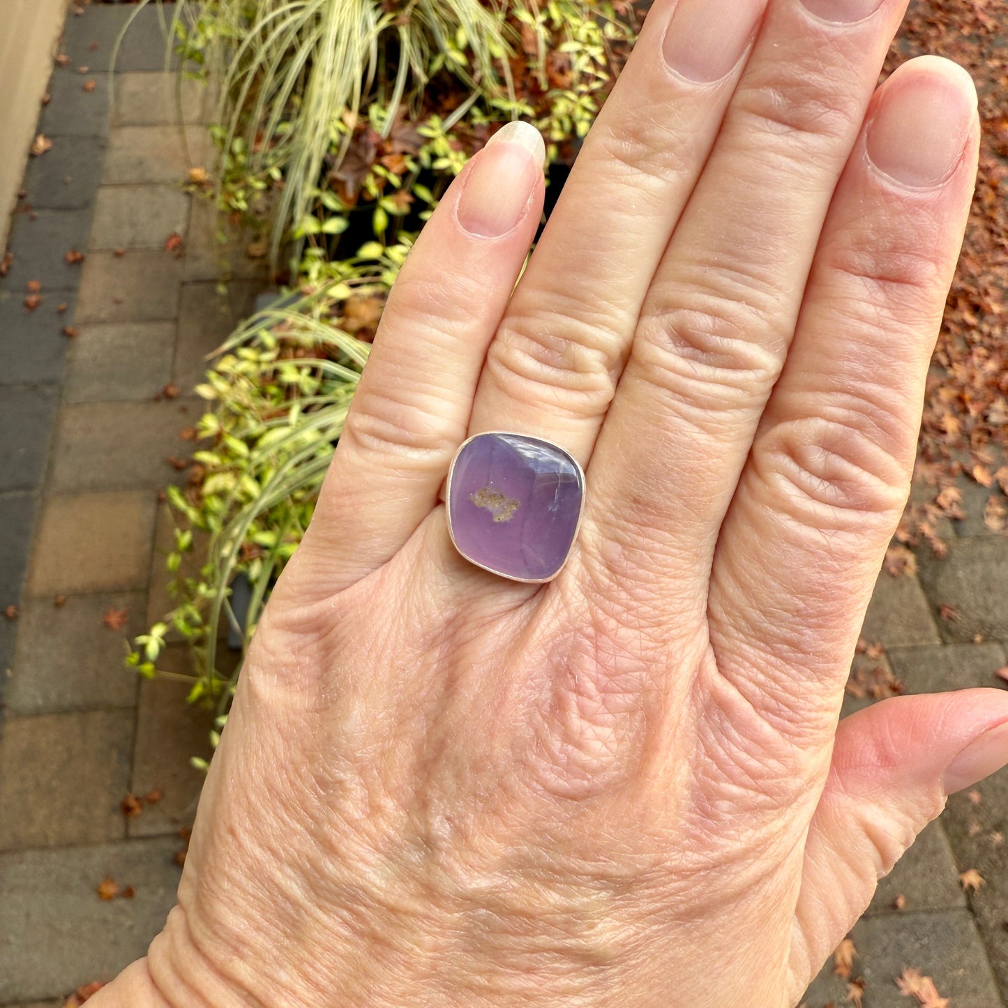 Oregon Holley Blue Agate Statement Ring Size 7 | PNW Gemstone | Handmade Sterling Silver