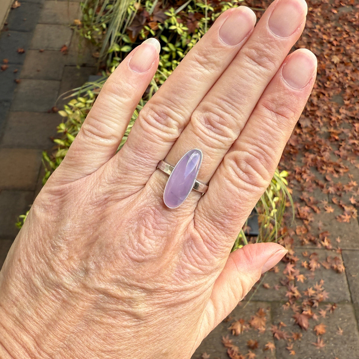 Oregon Holley Blue Agate Statement Ring Size 10 | PNW Gemstone | Handmade Sterling Silver