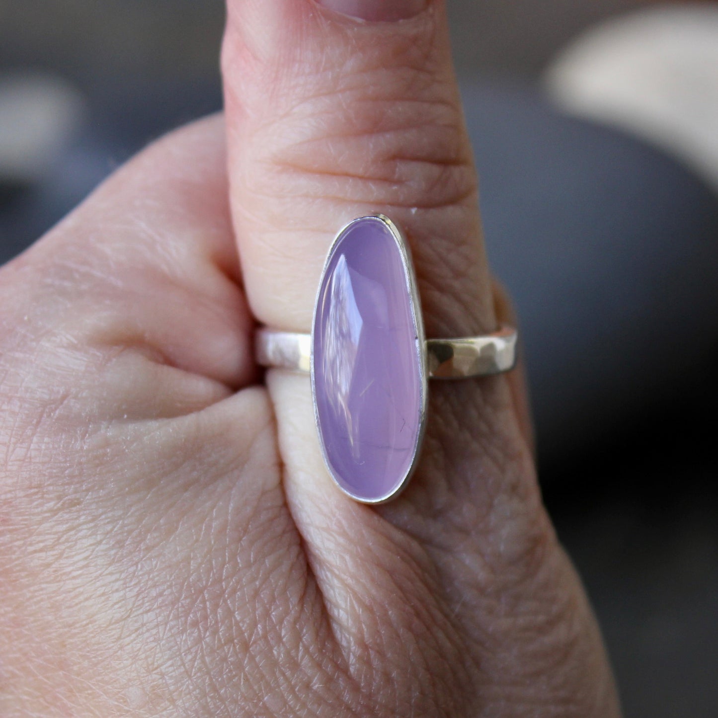 Oregon Holley Blue Agate Statement Ring Size 10 | PNW Gemstone | Handmade Sterling Silver