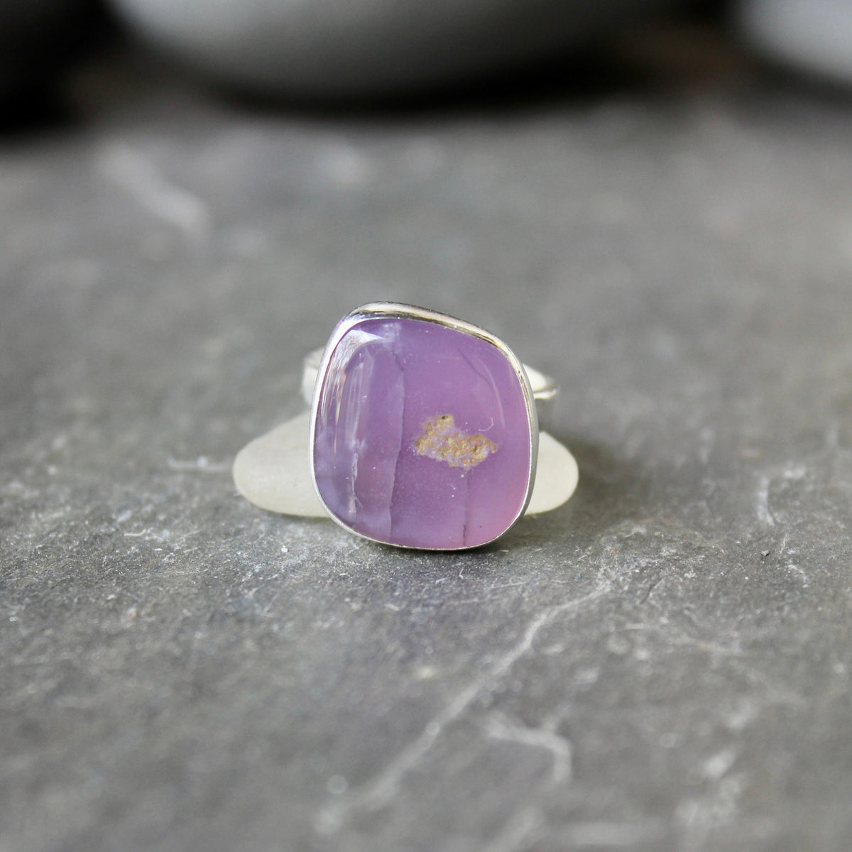 Oregon Holley Blue Agate Statement Ring Size 7 | PNW Gemstone | Handmade Sterling Silver
