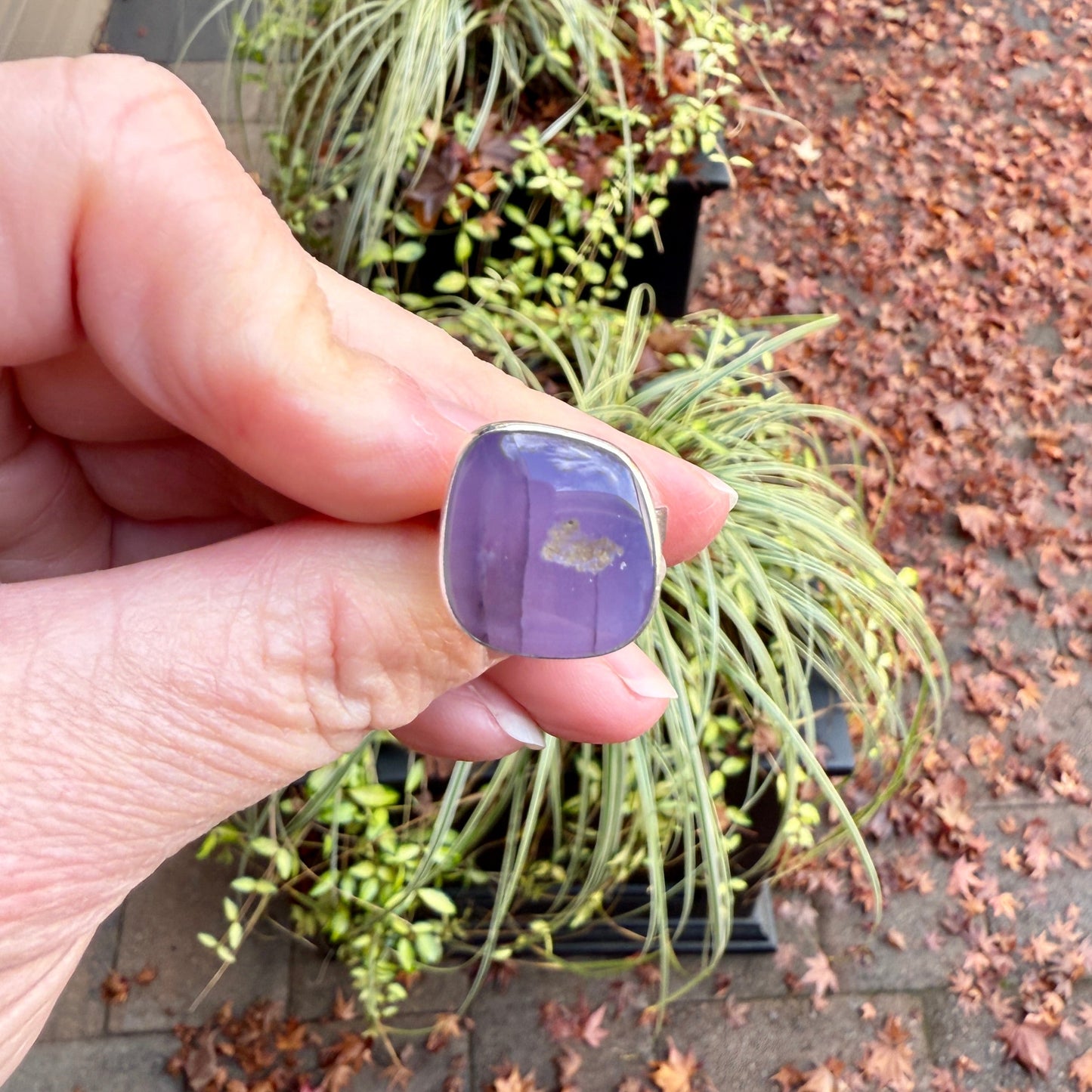 Oregon Holley Blue Agate Statement Ring Size 7 | PNW Gemstone | Handmade Sterling Silver