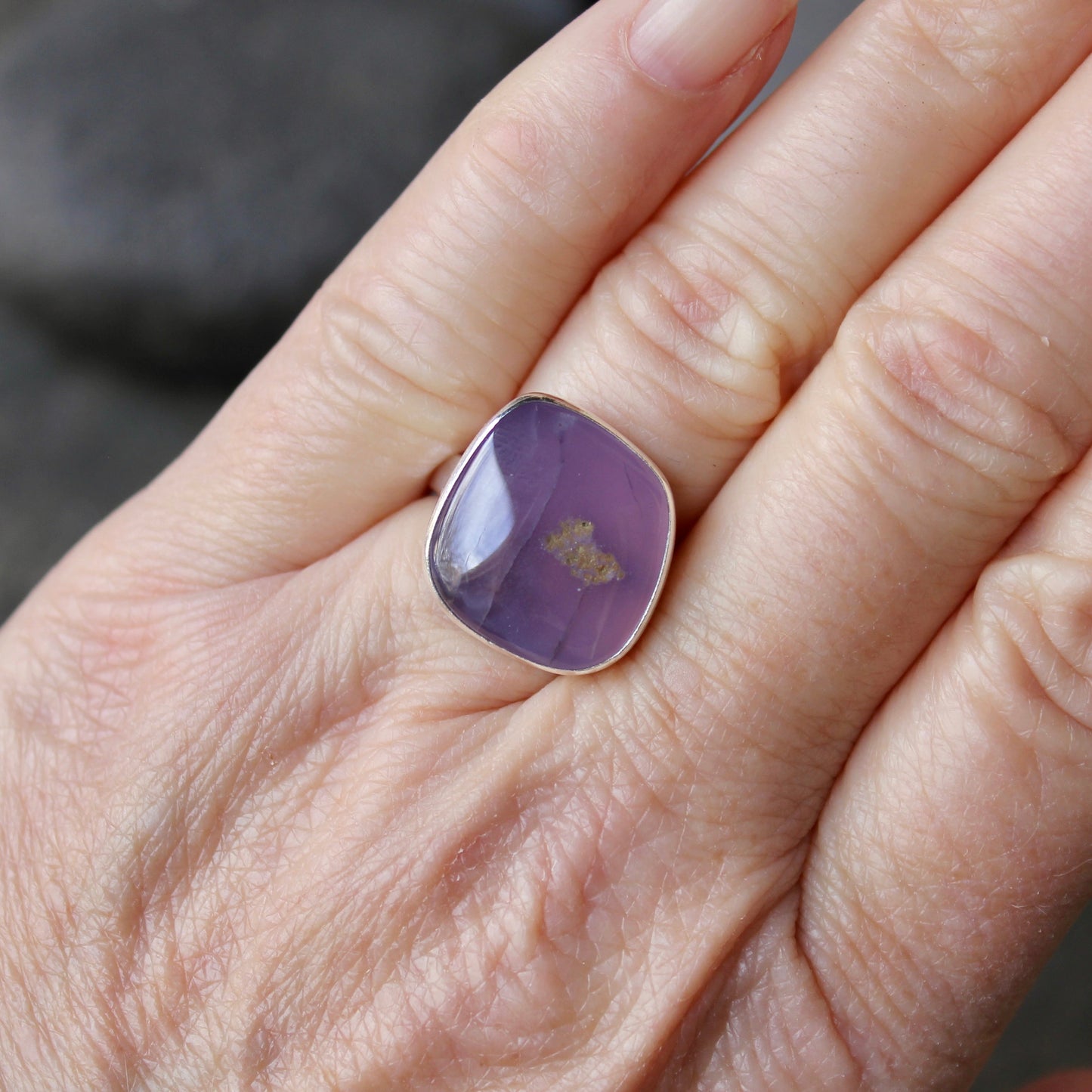 Oregon Holley Blue Agate Statement Ring Size 7 | PNW Gemstone | Handmade Sterling Silver