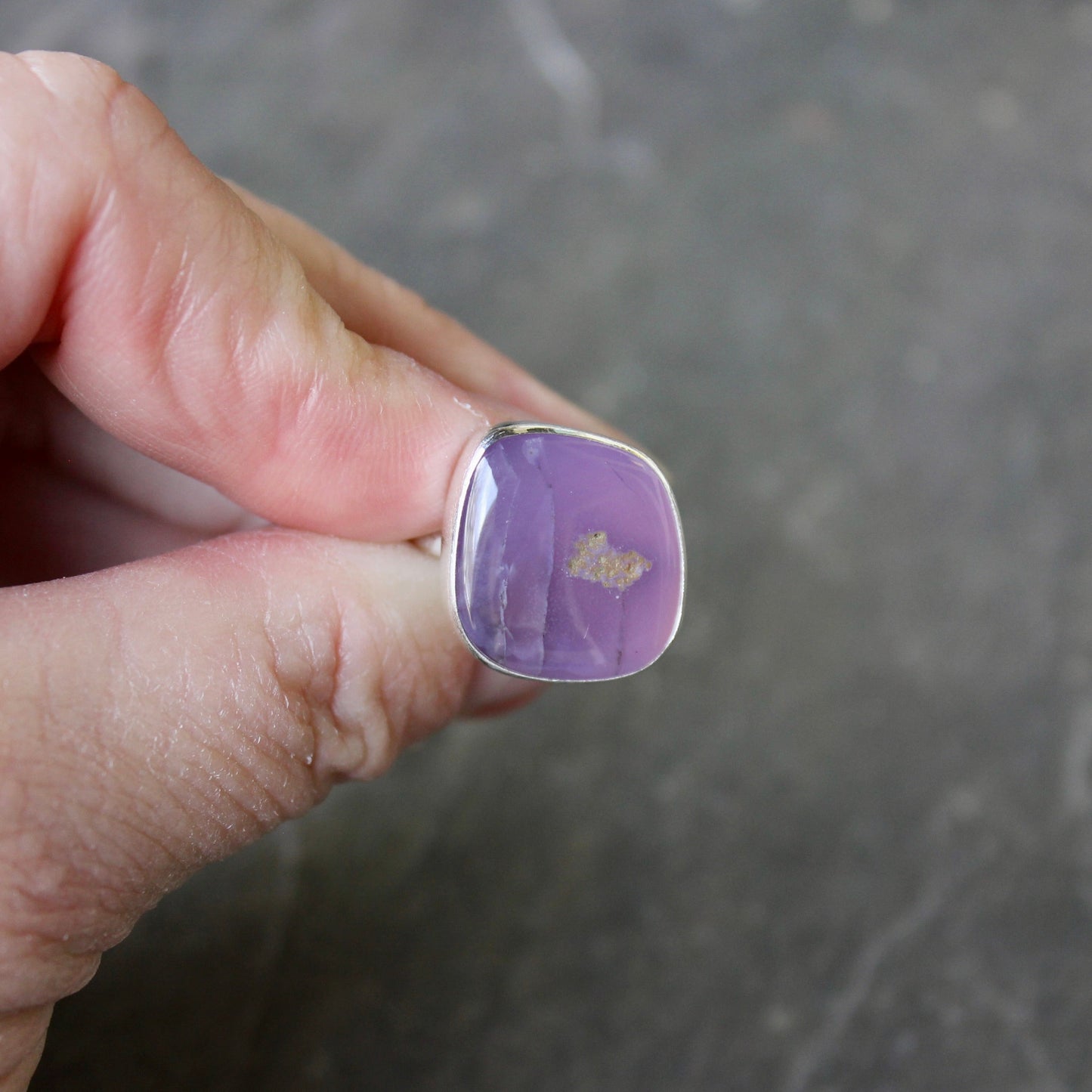 Oregon Holley Blue Agate Statement Ring Size 7 | PNW Gemstone | Handmade Sterling Silver