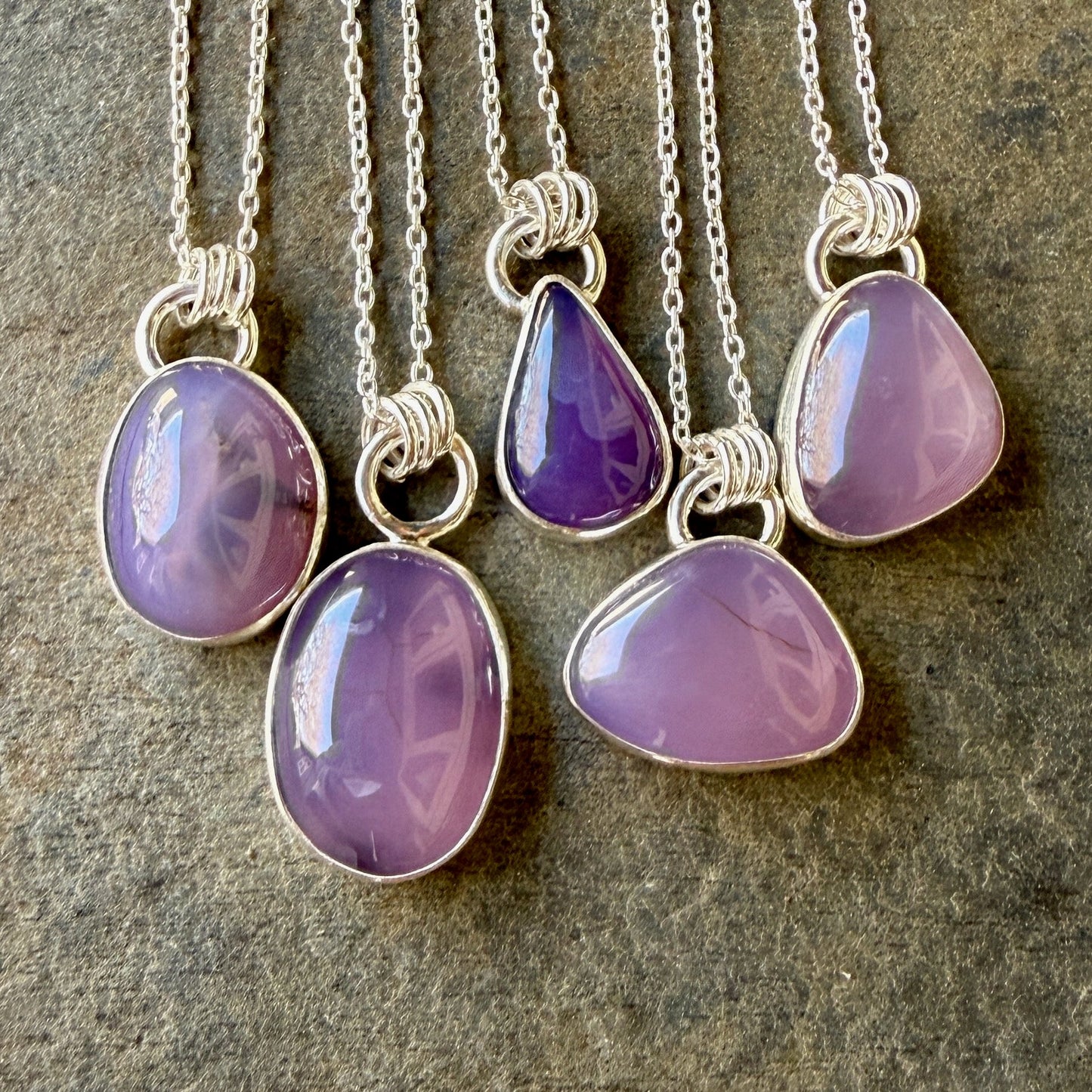 Dark Teardrop Holley Blue Agate Pendant Necklace | PNW Gemstone Jewelry