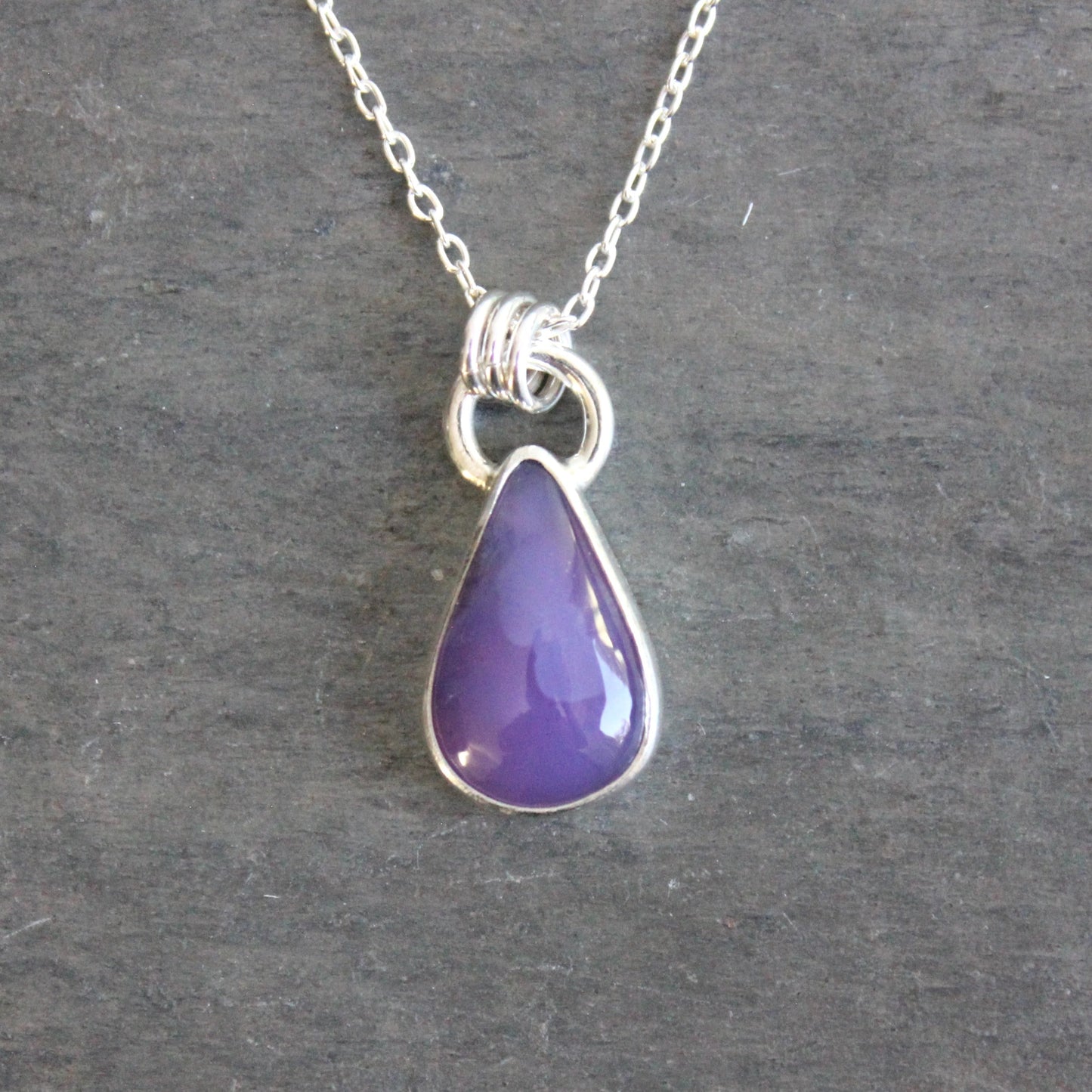 Dark Teardrop Holley Blue Agate Pendant Necklace | PNW Gemstone Jewelry