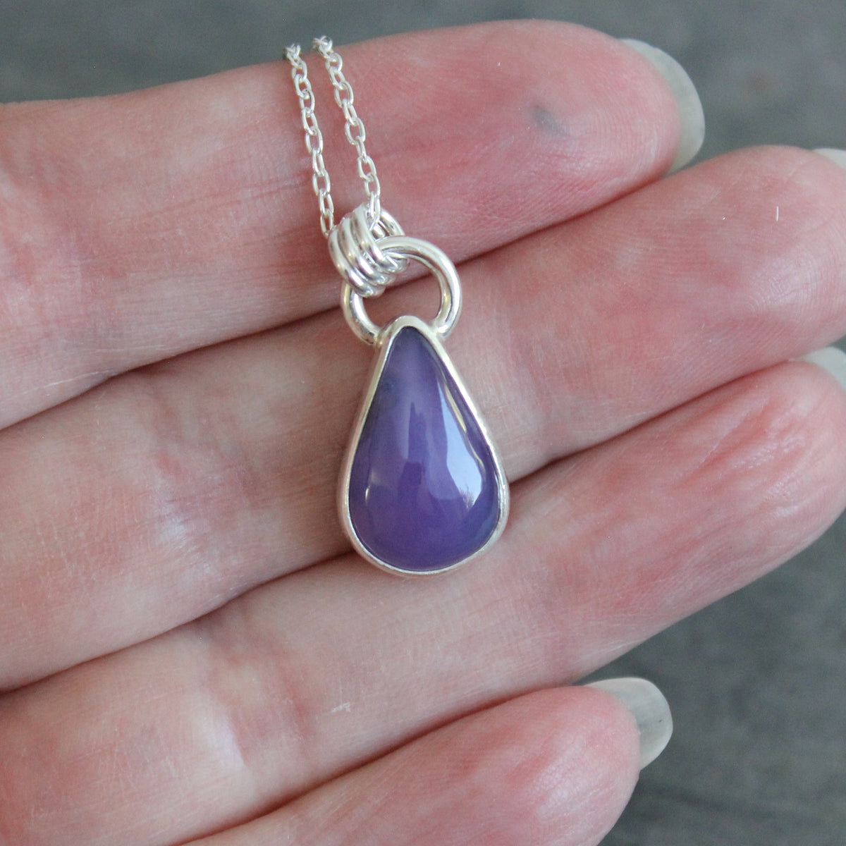 Dark Teardrop Holley Blue Agate Pendant Necklace | PNW Gemstone Jewelry