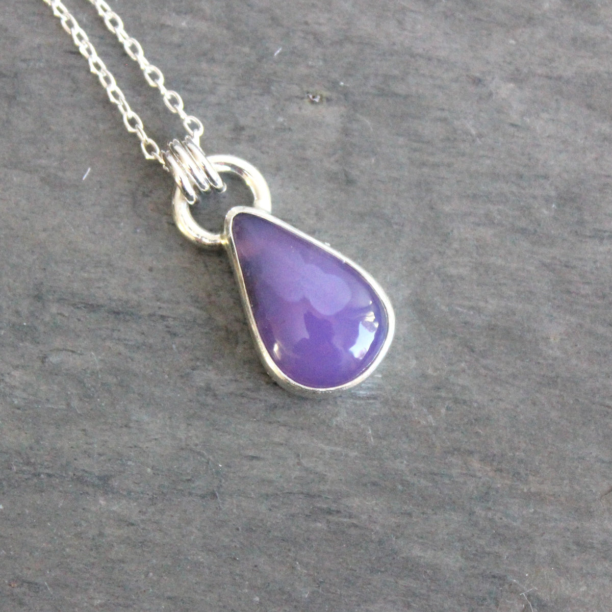 Dark Teardrop Holley Blue Agate Pendant Necklace | PNW Gemstone Jewelry