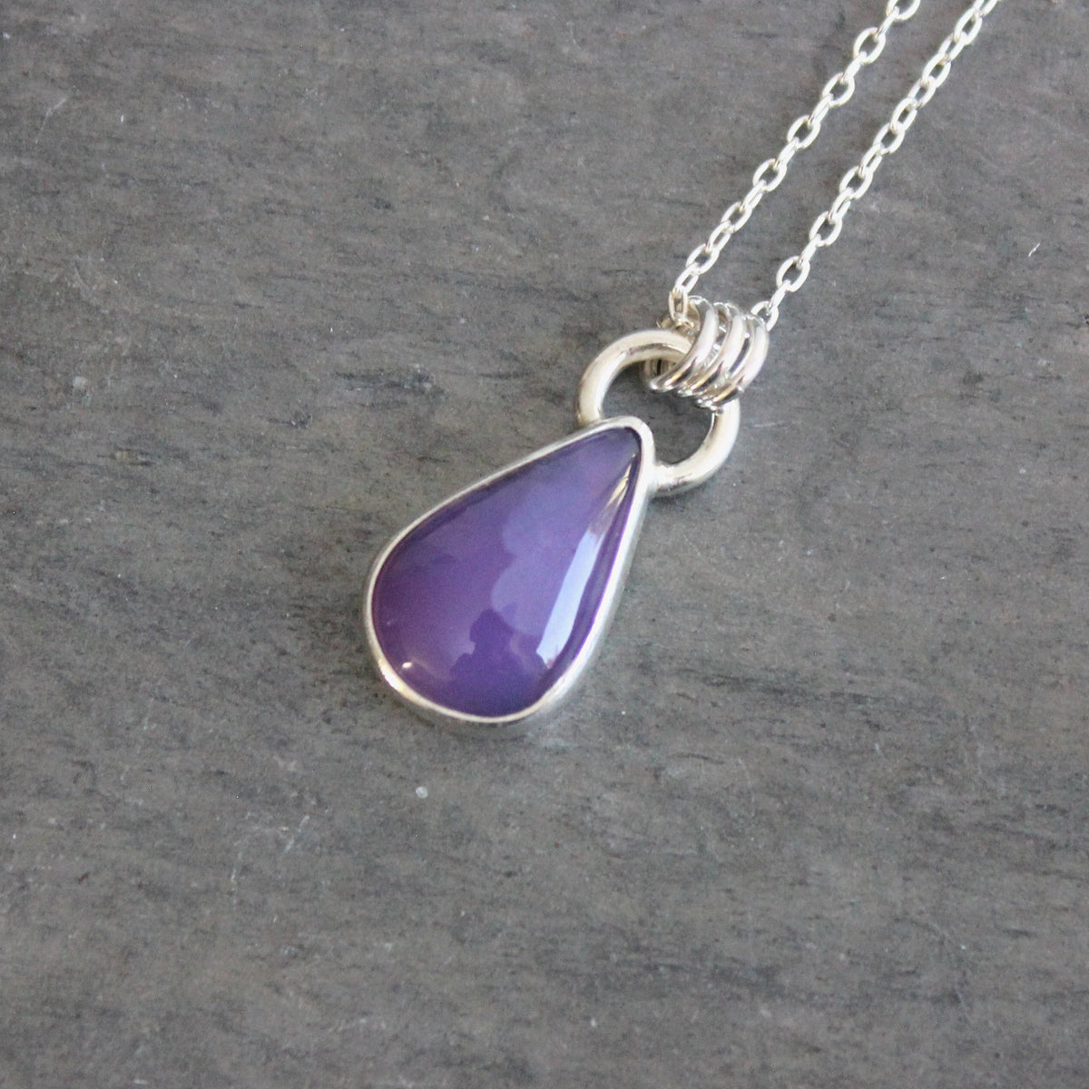 Dark Teardrop Holley Blue Agate Pendant Necklace | PNW Gemstone Jewelry