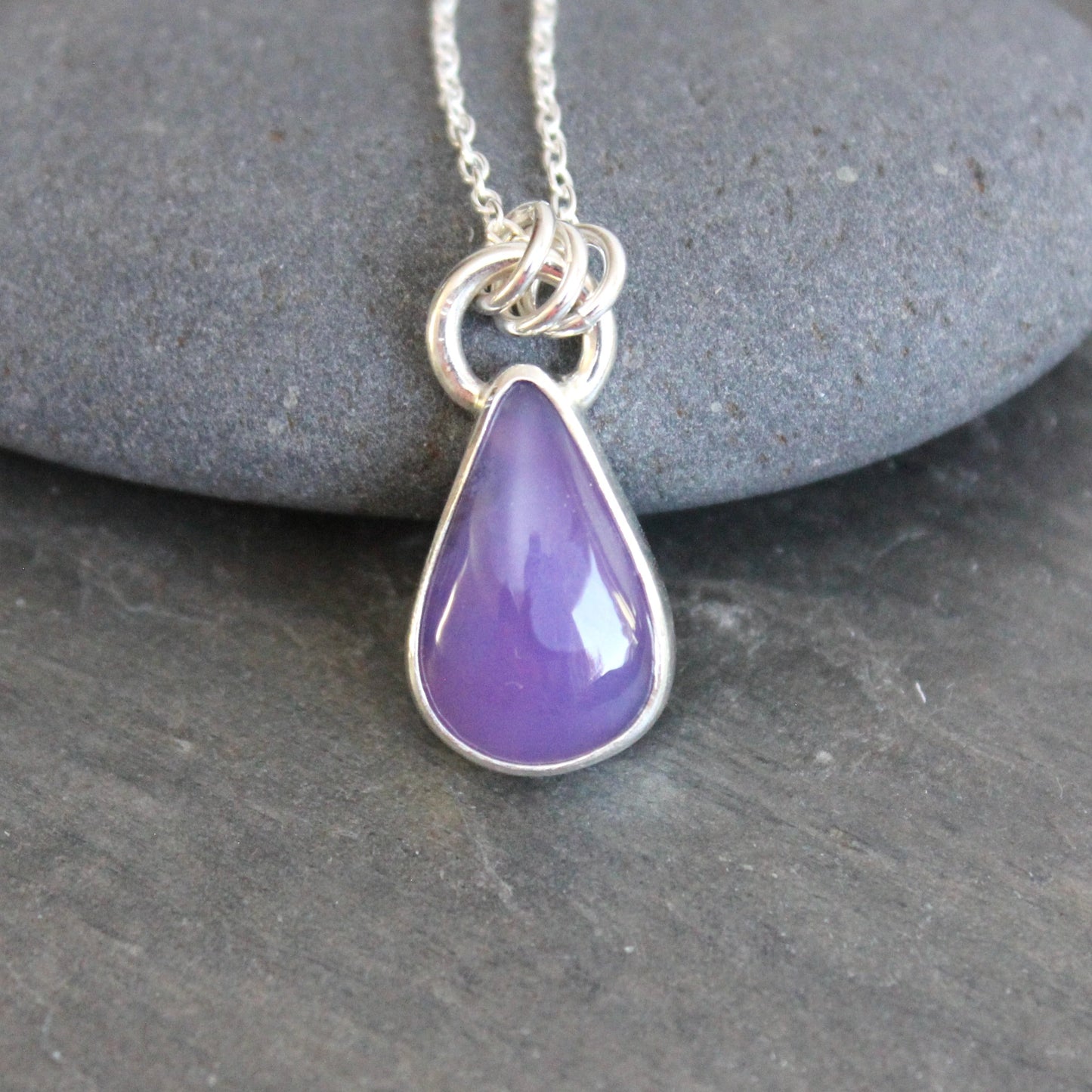 Dark Teardrop Holley Blue Agate Pendant Necklace | PNW Gemstone Jewelry