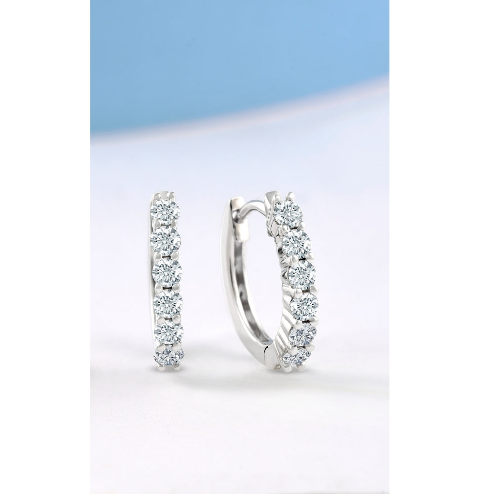3/4 cttw Lab Grown Diamond Hoops in White or Yellow Gold 1/2" Tall