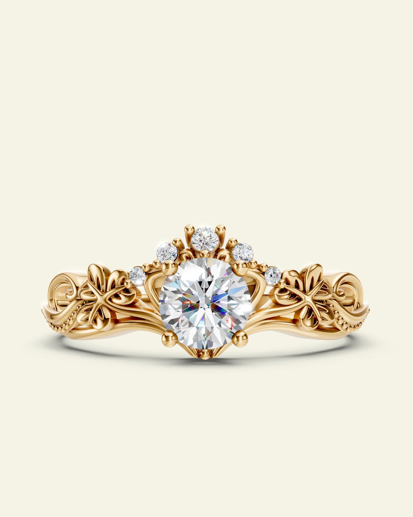 Horta round | engagement ring, 5 mm round cut gemstone setting