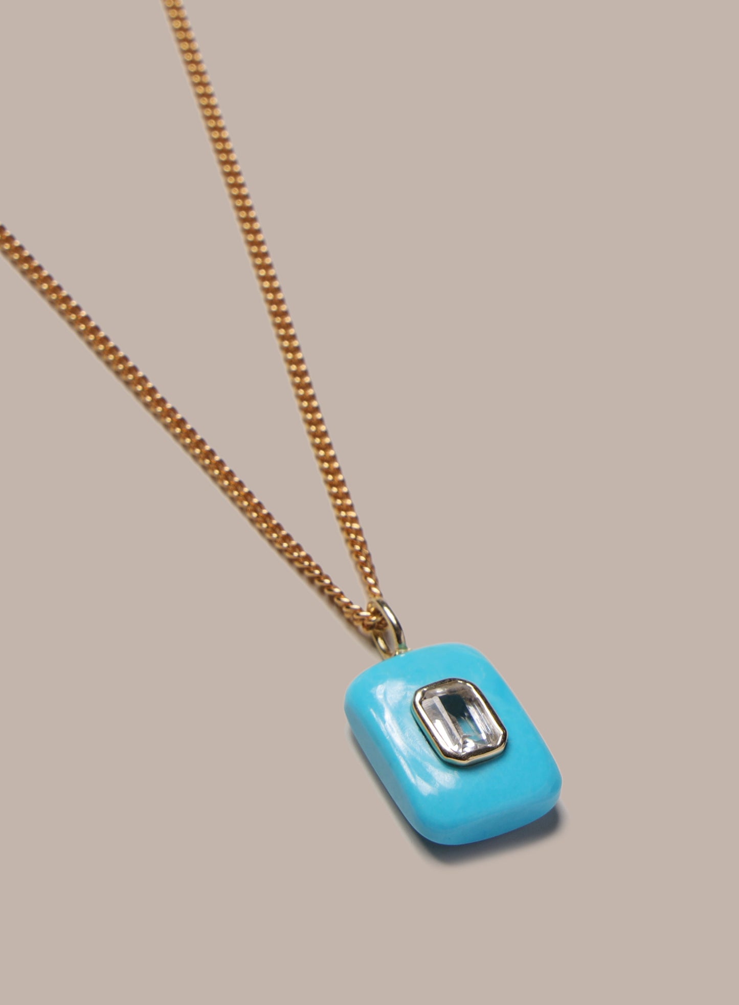 Turquoise Howlite and Topaz Pendant on 14k Gold Filled Curb Chain