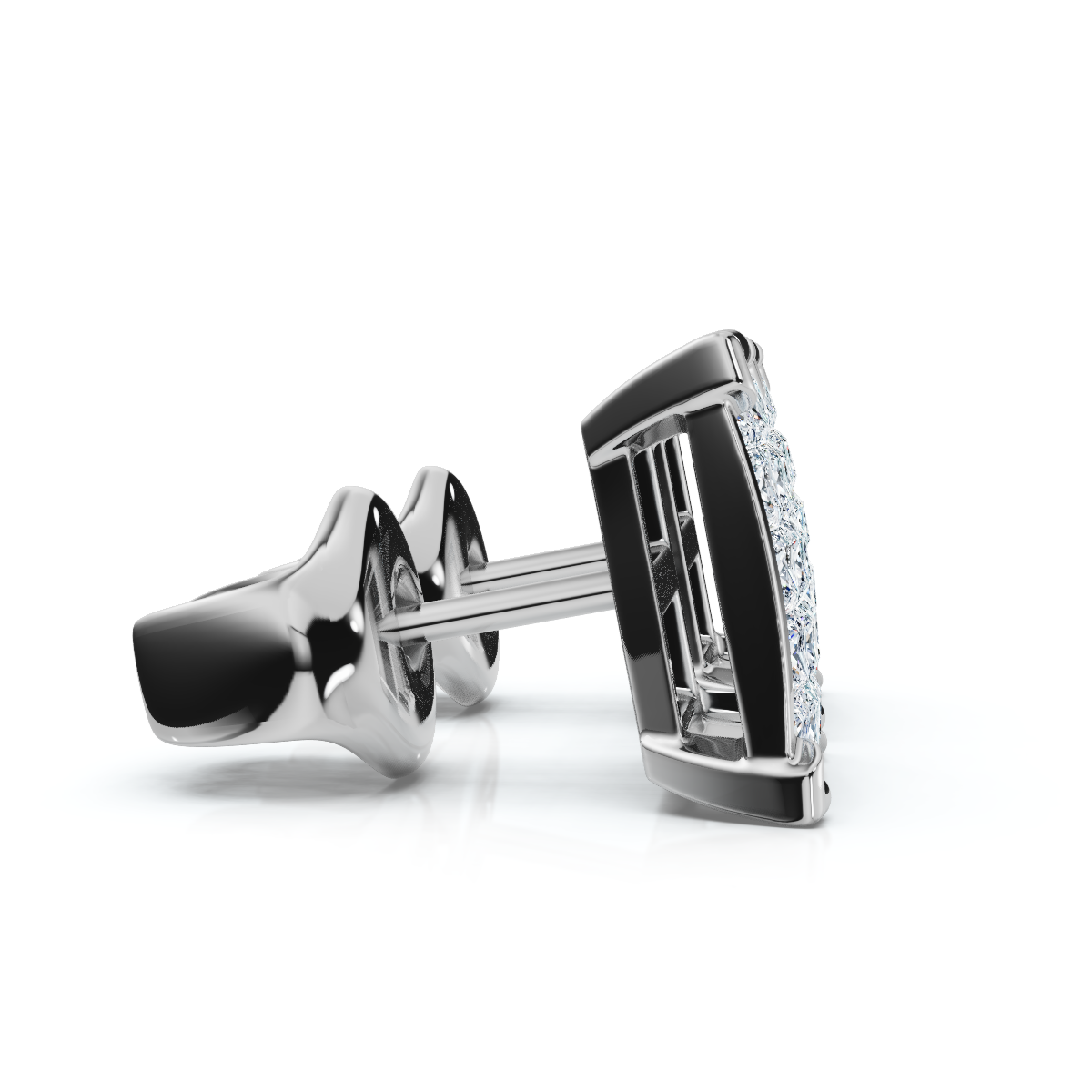 1 Ct Diamond Princess Cut Screw Back Studs Womens Earrings 10k White Gold