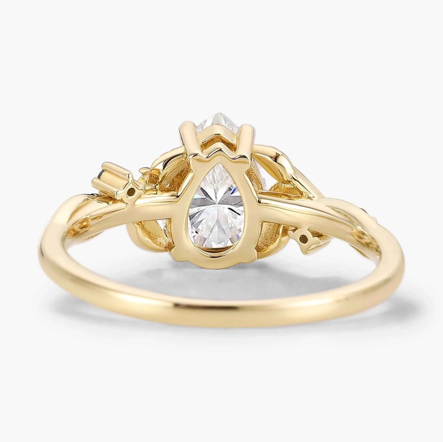 Nature Inspired Leaf and Moon Pear Cut Moissanite Engagement Ring - Eira
