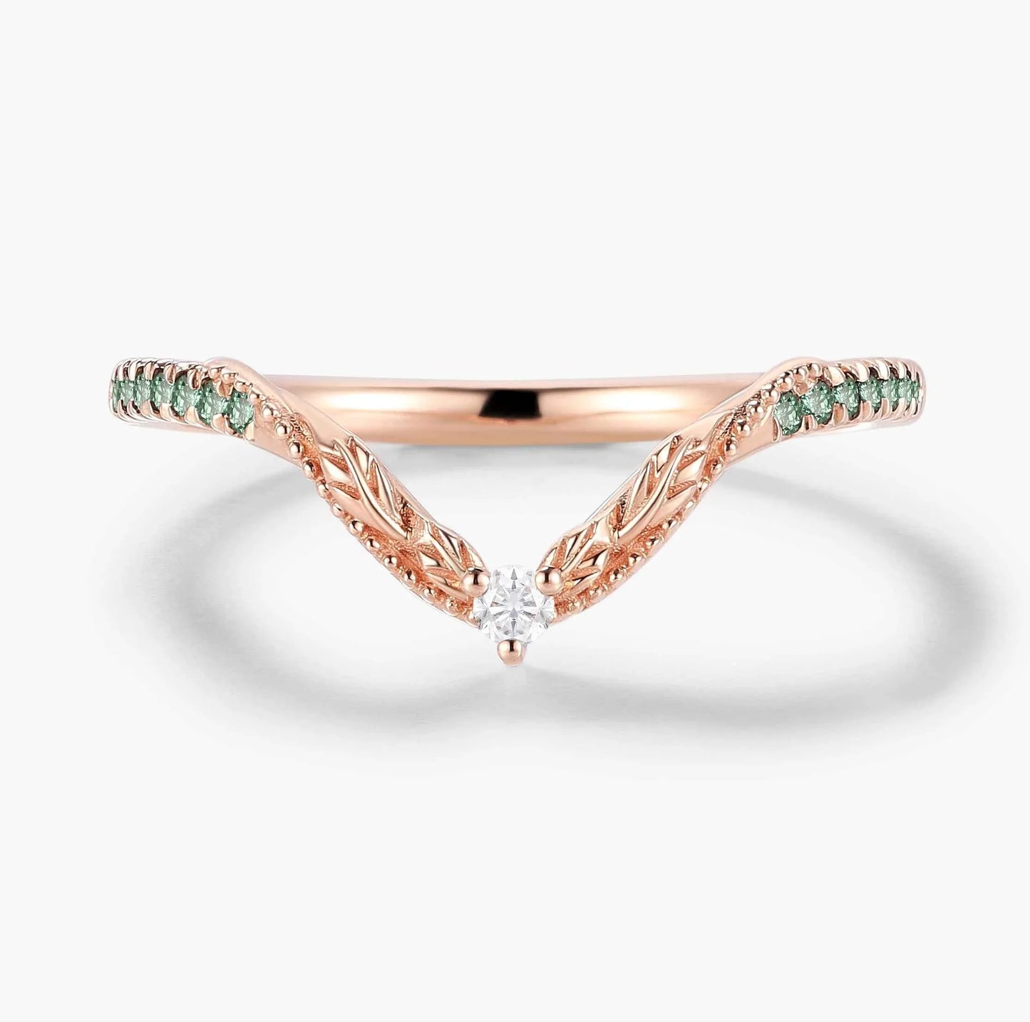 Vintage Nature Inspired Lab Diamond Curved Wedding Band - Vivienne For Jake