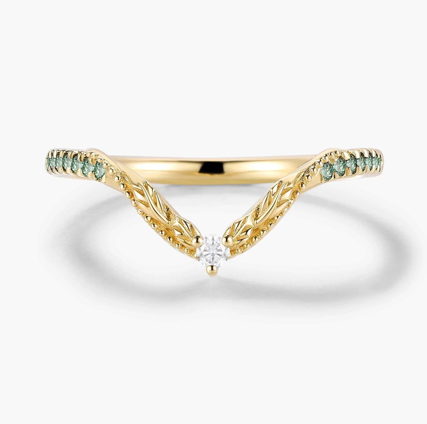 Vintage Nature Inspired Lab Diamond Curved Wedding Band - Vivienne For Jake
