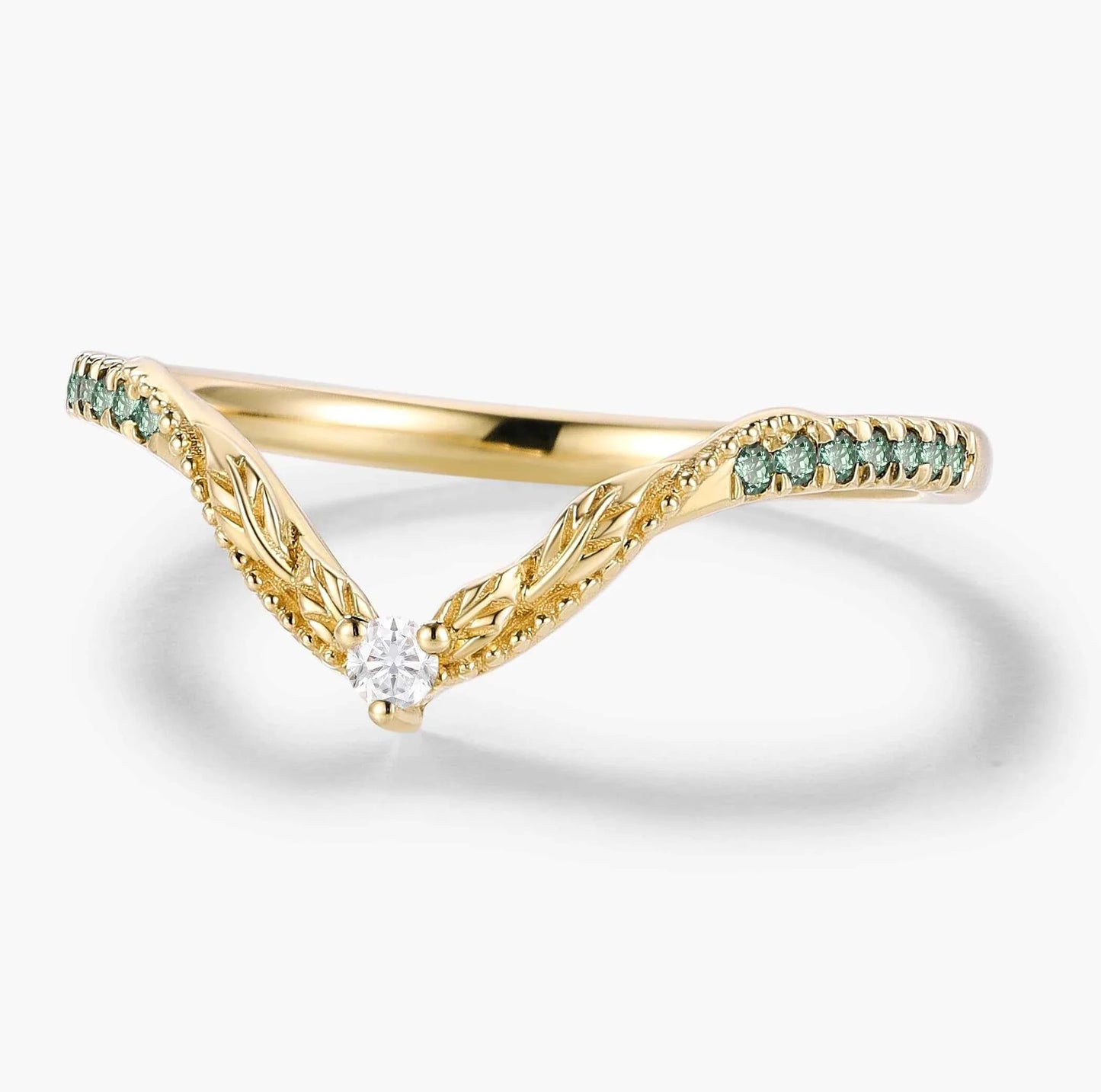 Vintage Nature Inspired Lab Diamond Curved Wedding Band - Vivienne For Jake