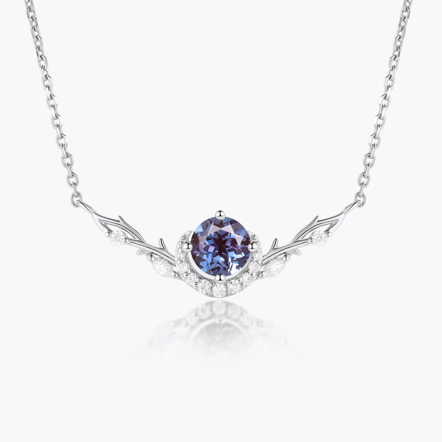 Custom Oval Cut Alexandrite Forest Moon Necklace - Eirwen