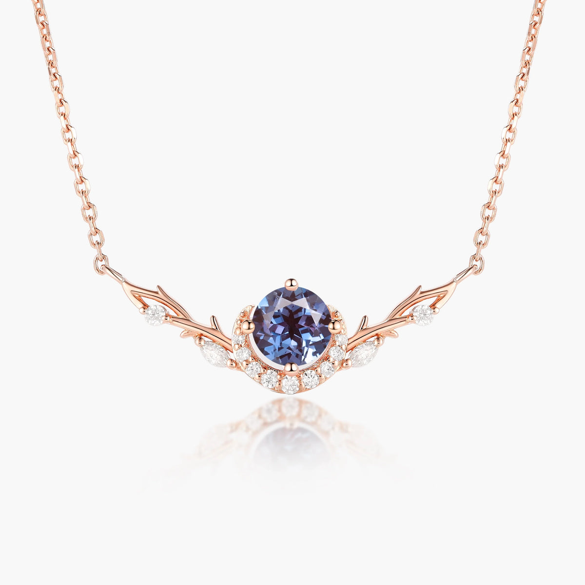 Custom Oval Cut Alexandrite Forest Moon Necklace - Eirwen
