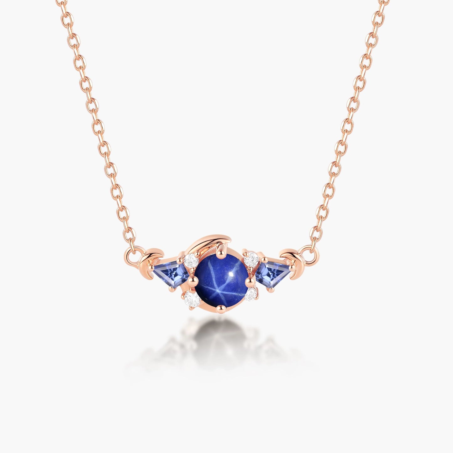 Moon Inspire Round Cut Lindy Star Sapphire Necklace - Lunara