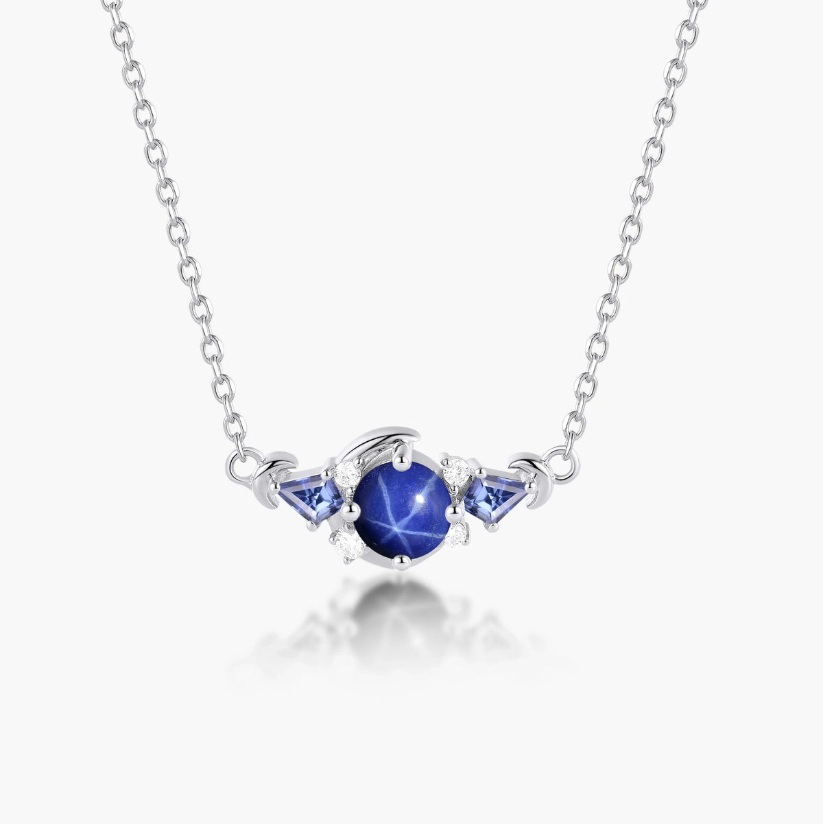 Moon Inspire Round Cut Lindy Star Sapphire Necklace - Lunara
