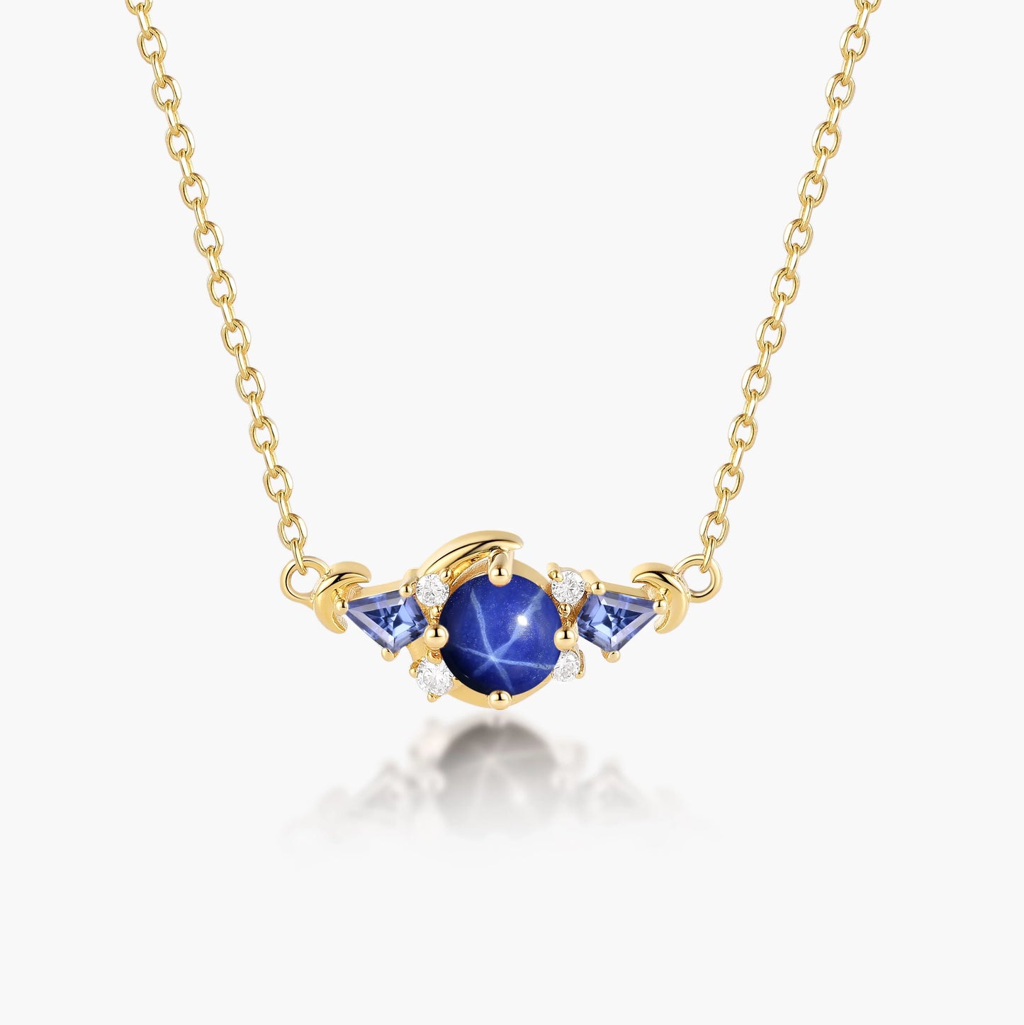 Moon Inspire Round Cut Lindy Star Sapphire Necklace - Lunara