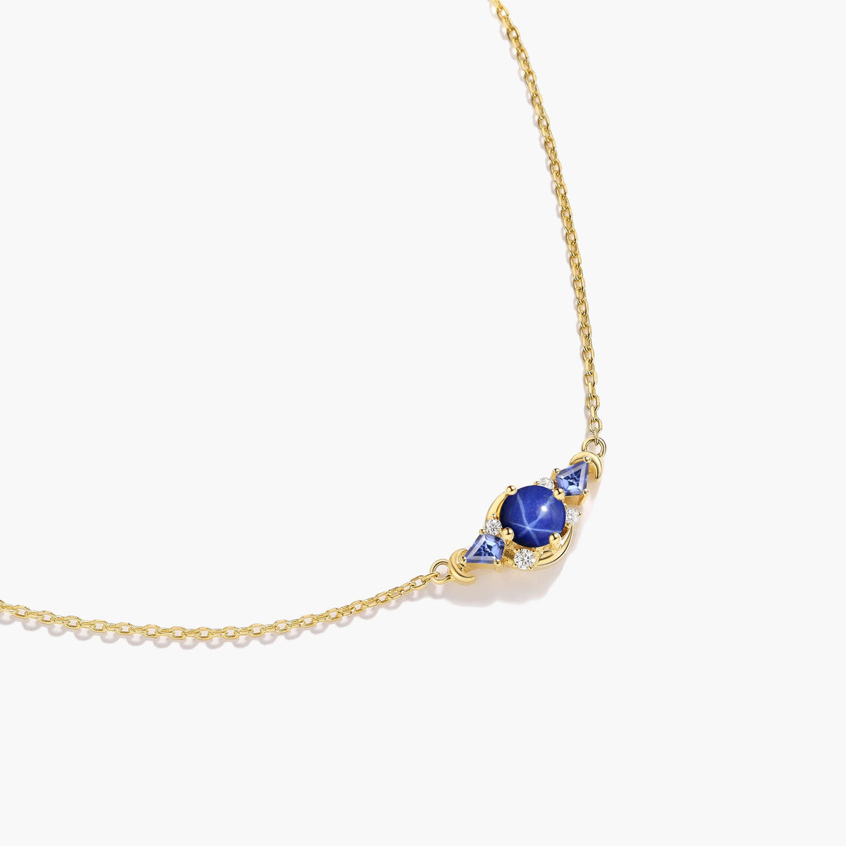 Moon Inspire Round Cut Lindy Star Sapphire Necklace - Lunara
