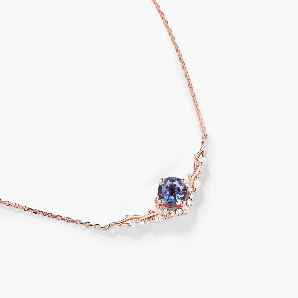Custom Oval Cut Alexandrite Forest Moon Necklace - Eirwen