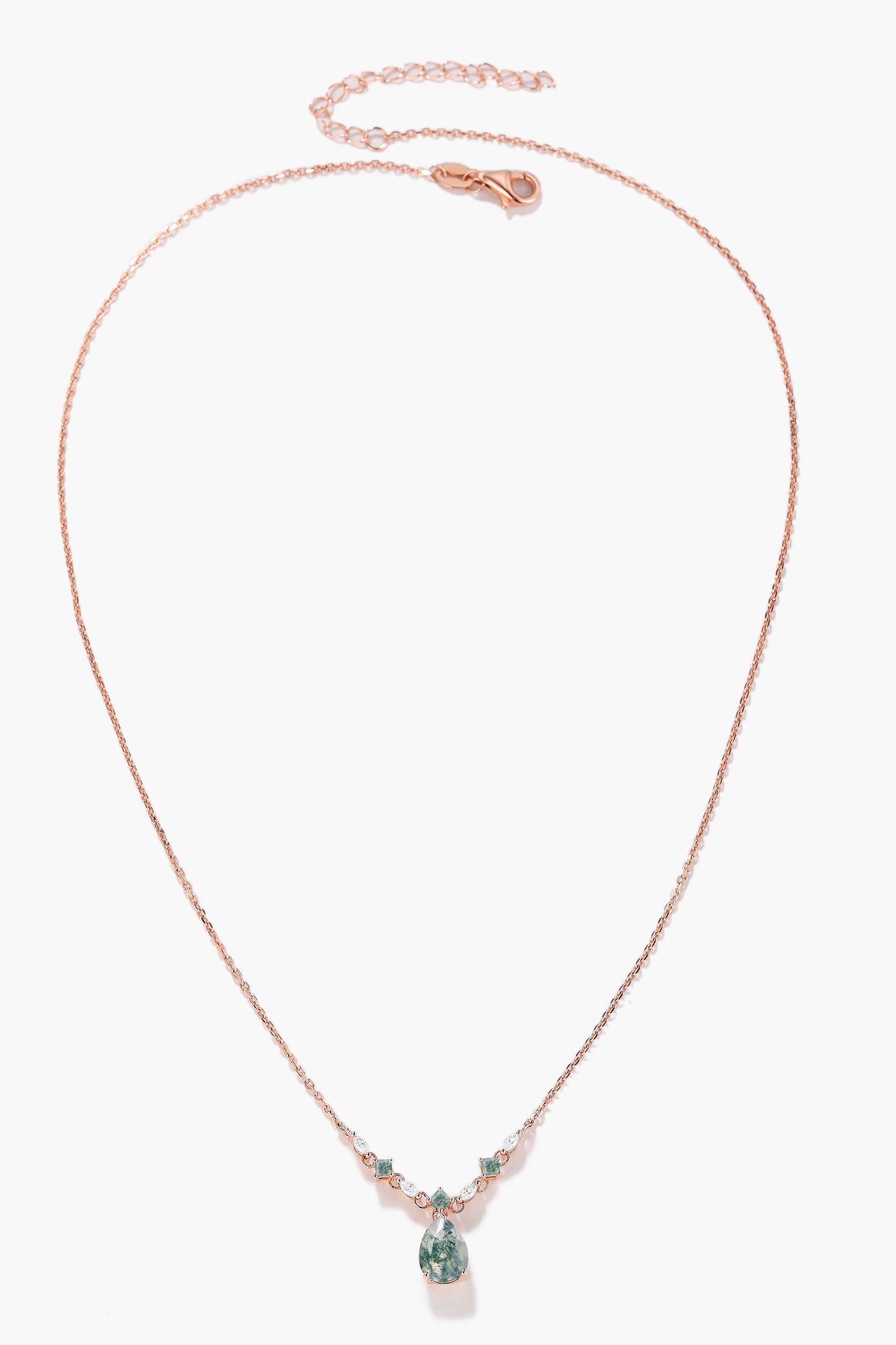 Custom Pear Cut Moss Agate Necklace