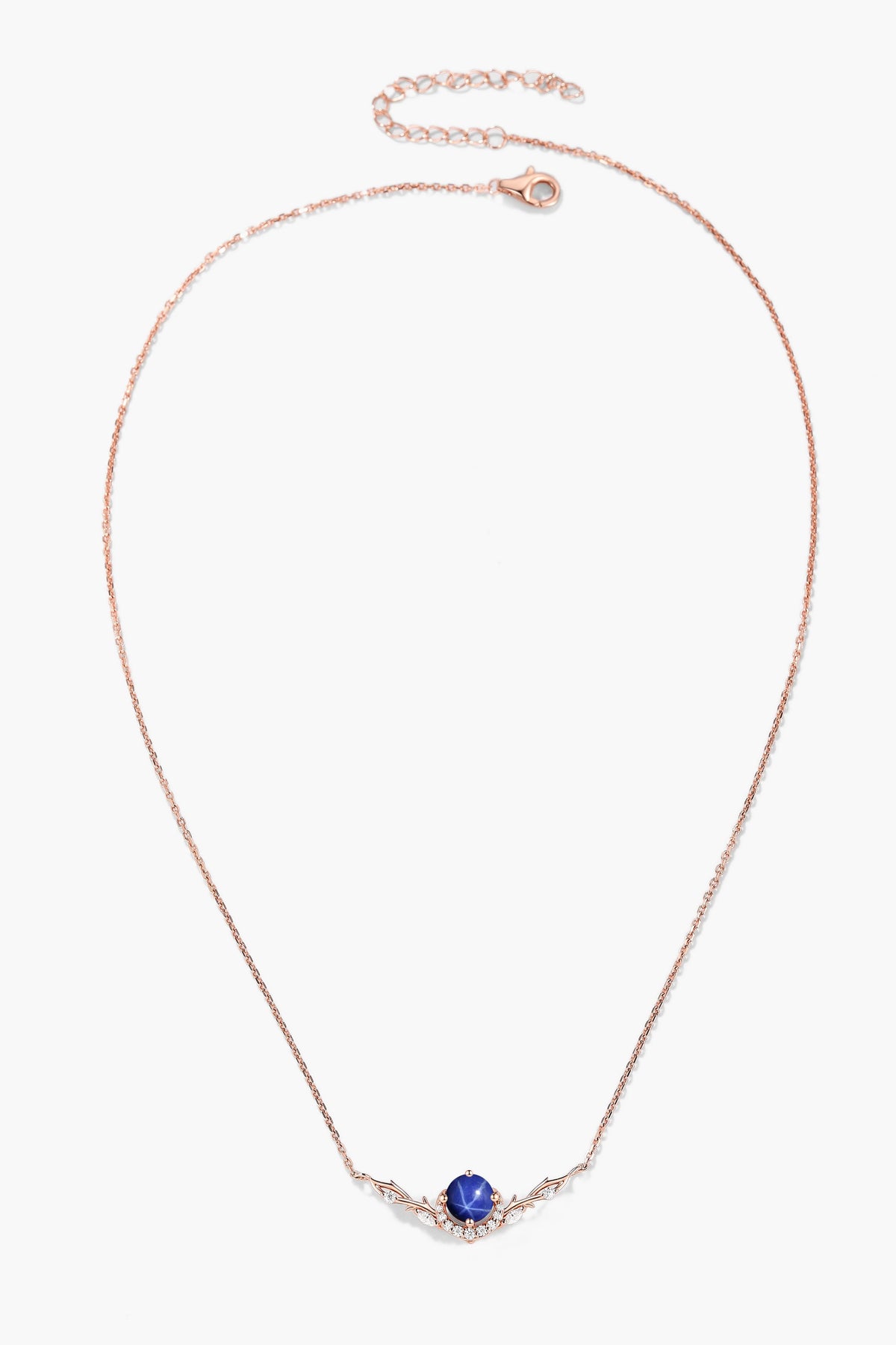 Custom Round Cut Lindy Star Sapphire Forest Moon Necklace - Eirwen