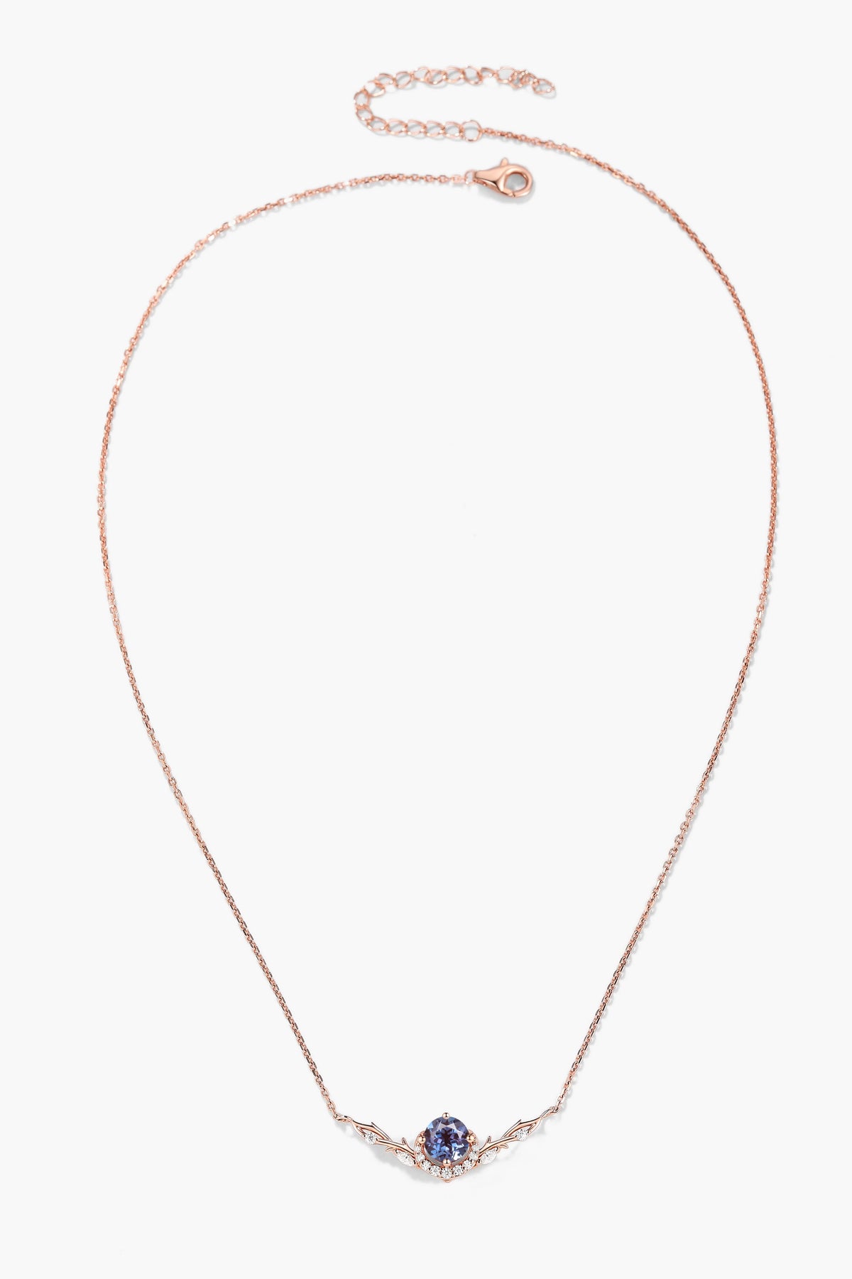 Custom Oval Cut Alexandrite Forest Moon Necklace - Eirwen
