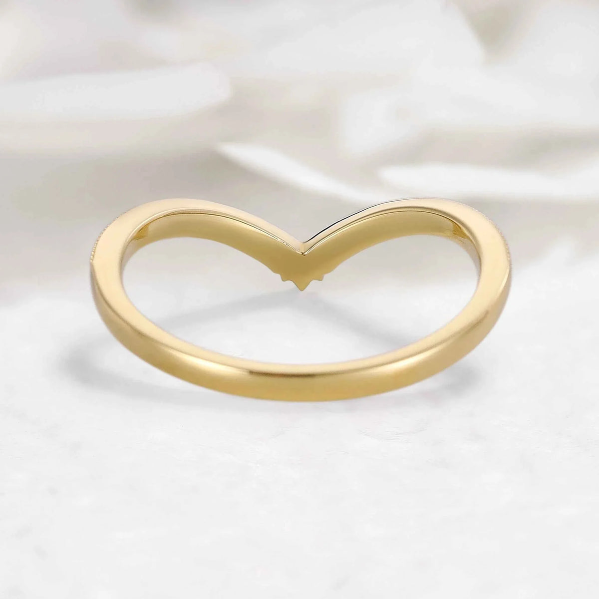 Romantic Nature Inspired Moissanite V Wedding Band