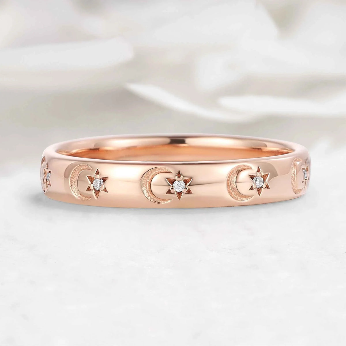 Moon & Star Men's Wedding Band