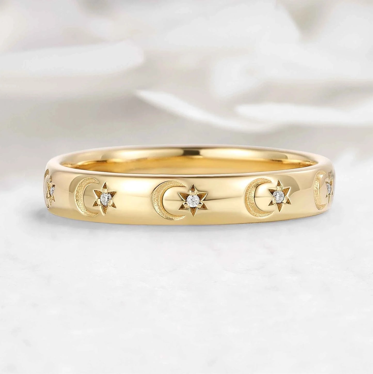 Moon & Star Men's Wedding Band