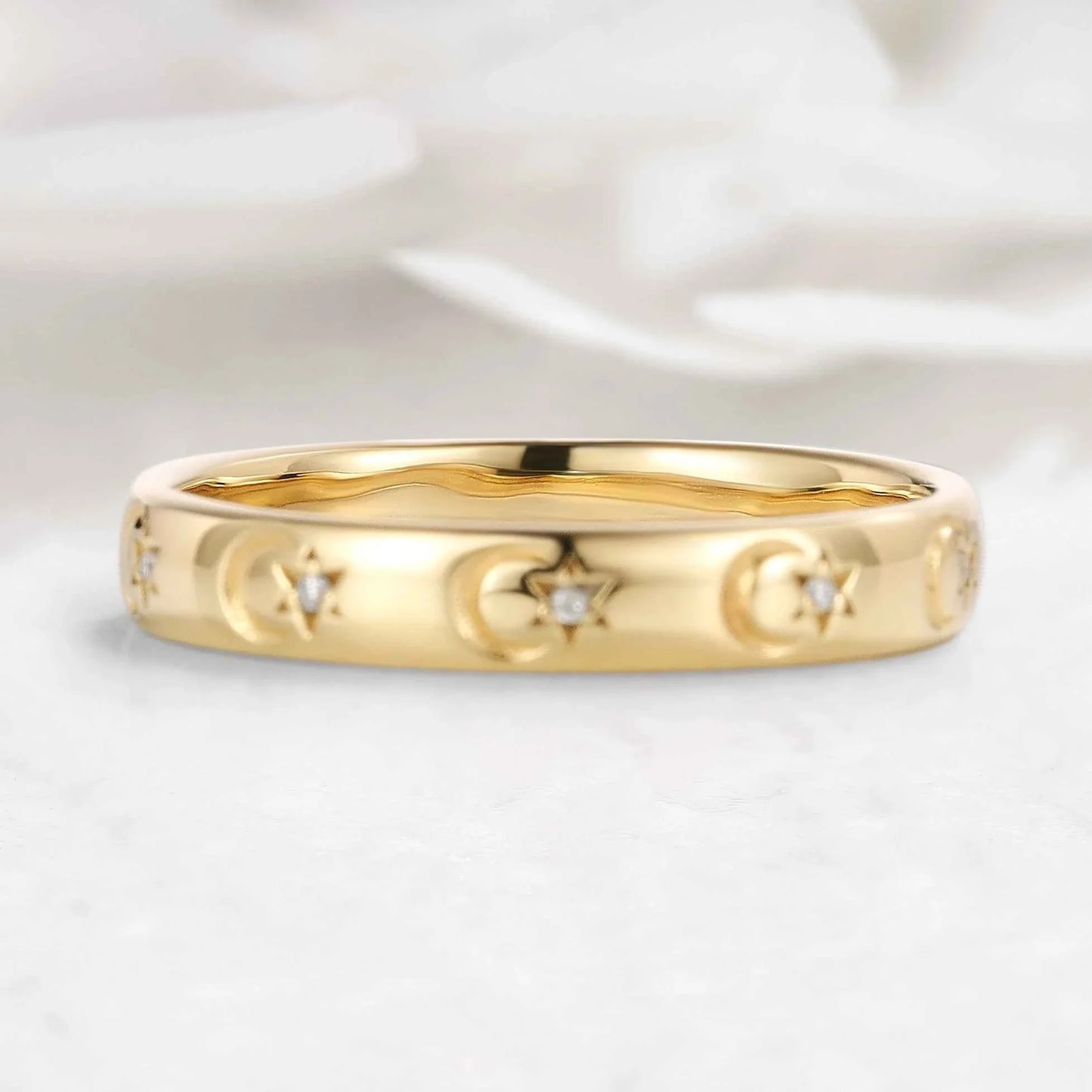 Moon & Star Men's Wedding Band