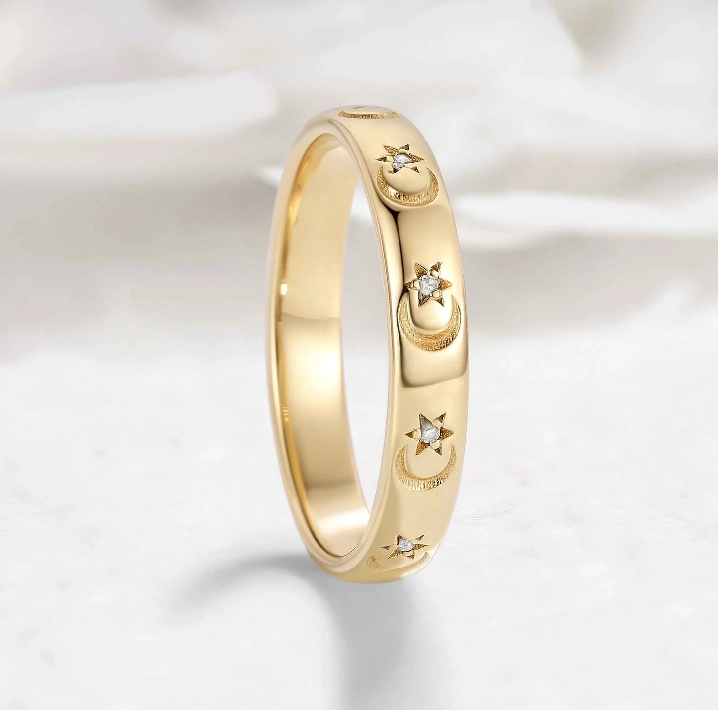 Moon & Star Men's Wedding Band