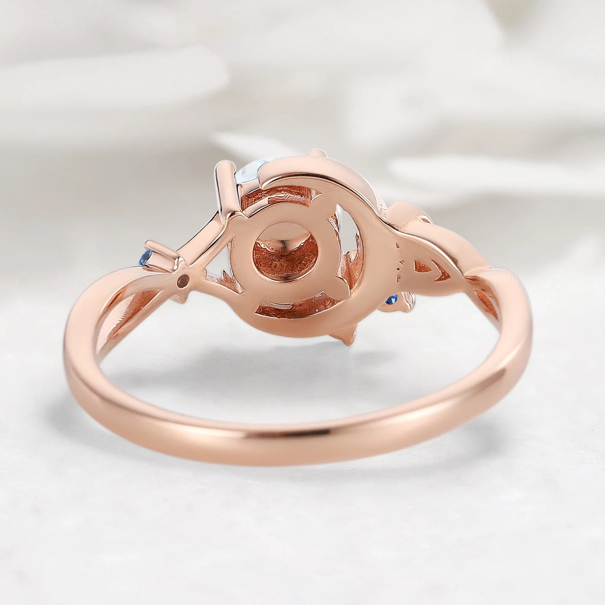 Celtic Knot Design Moonstone Round Cut Engagement Ring