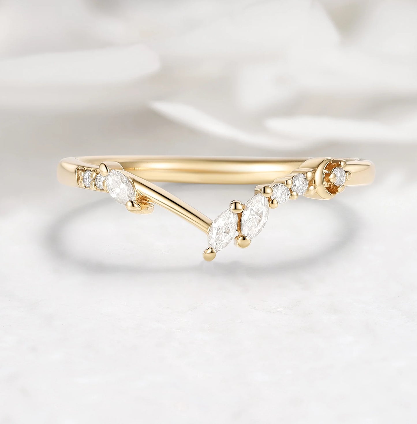 Moon Design Moissanite Wedding Band
