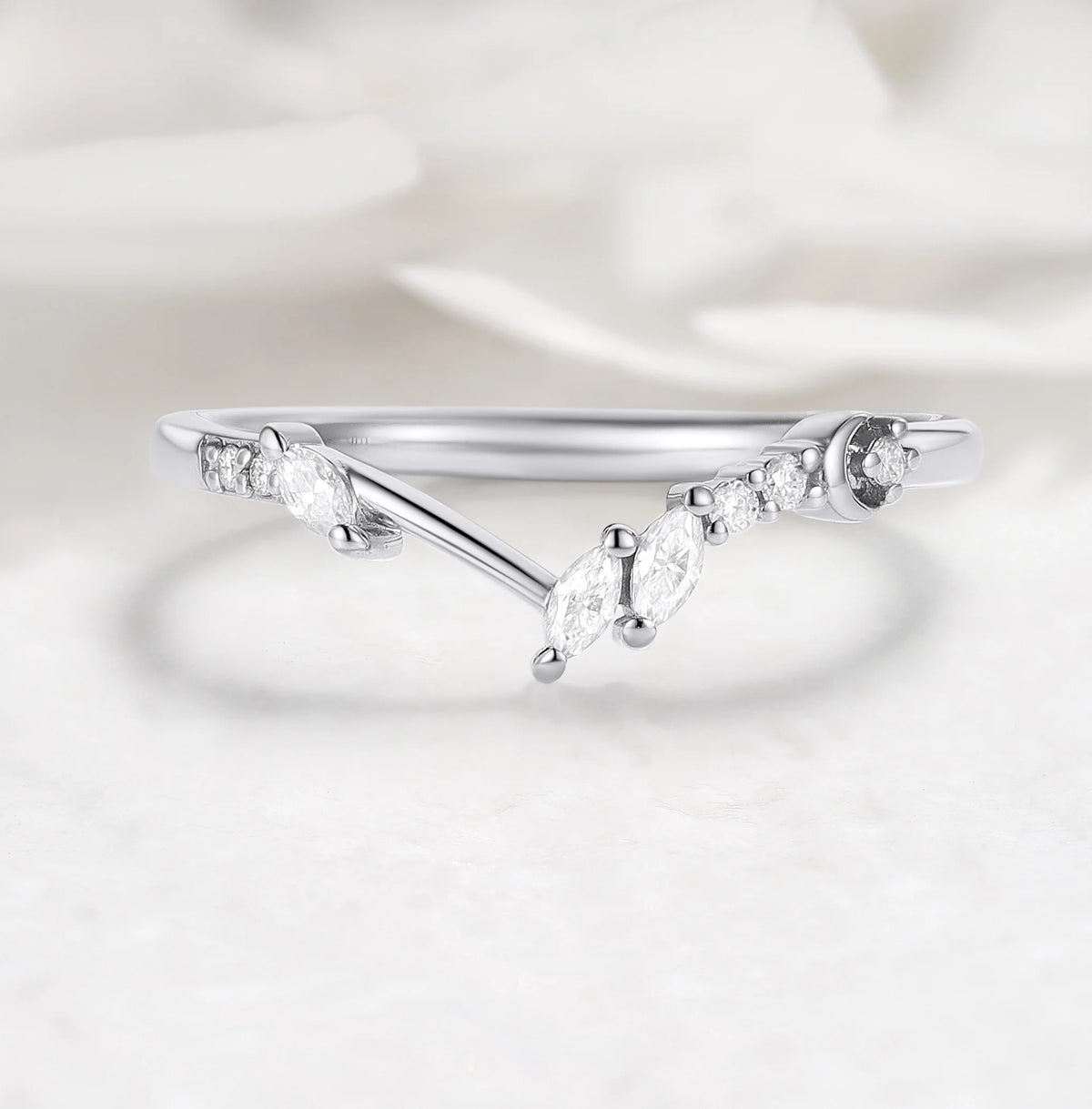 Moon Design Moissanite Wedding Band