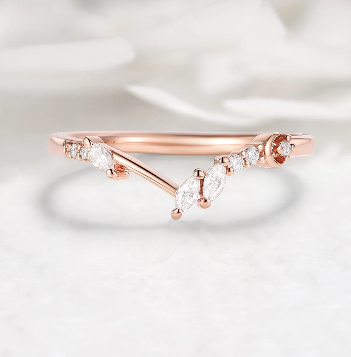Moon Design Moissanite Wedding Band