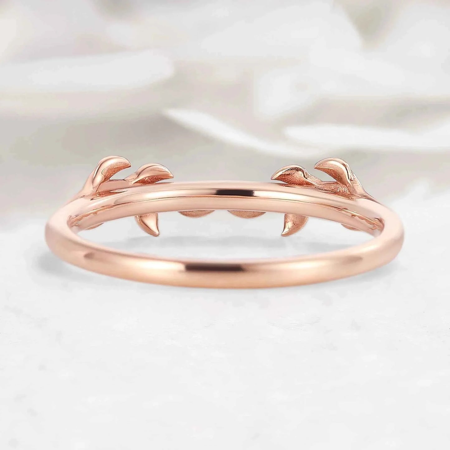 Nature-Inspired Leaf Straight Wedding Band