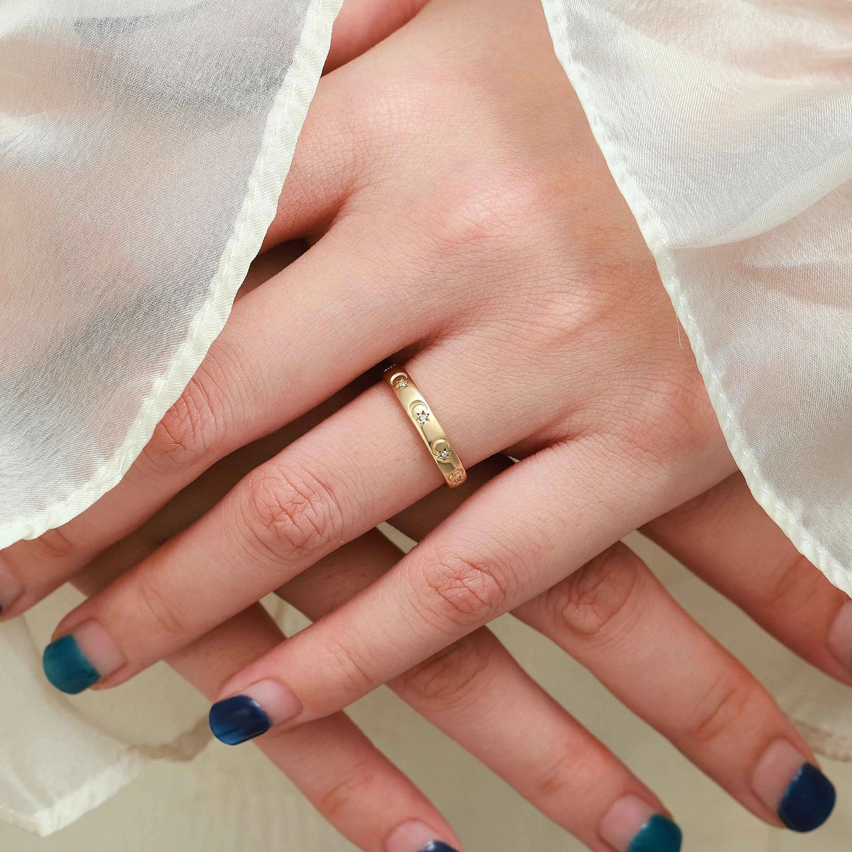 Moon & Star Men's Wedding Band