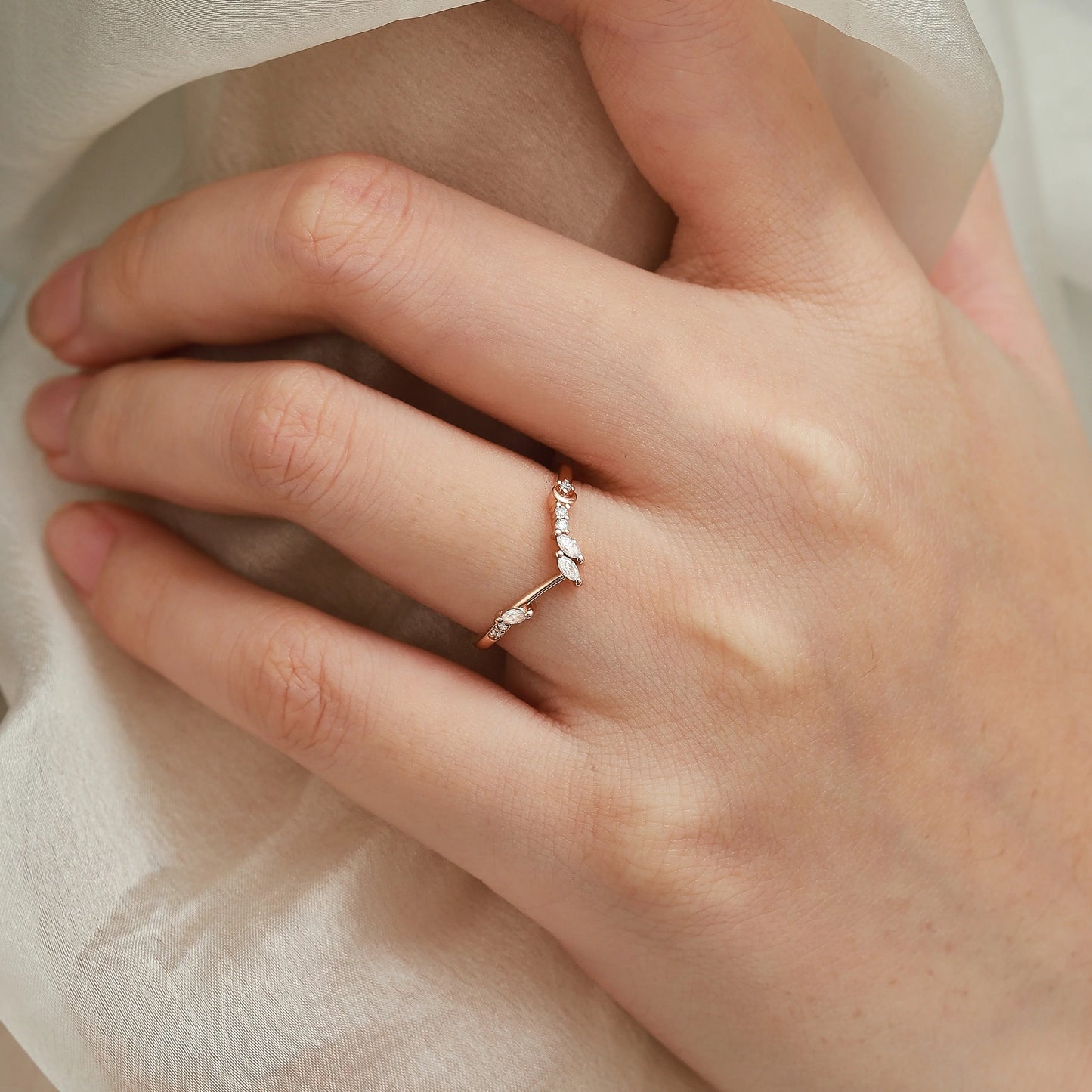 Moon Design Moissanite Wedding Band