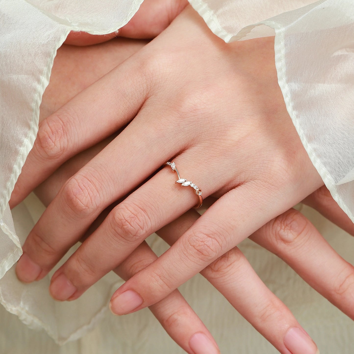 Moon Design Moissanite Wedding Band
