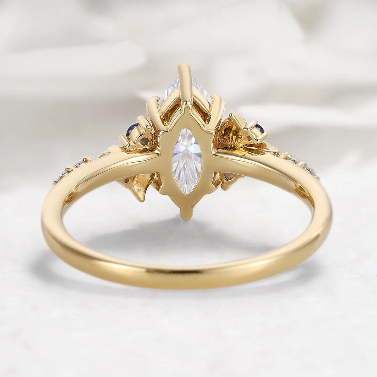 Leaf Design Marquise Moissanite Engagement Ring