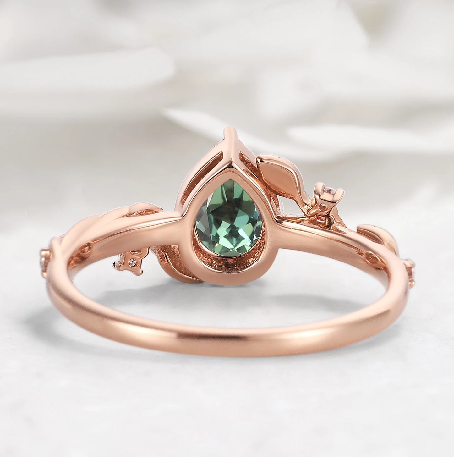 Nature-Inspired Pear Cut Green Sapphire Engagement Ring