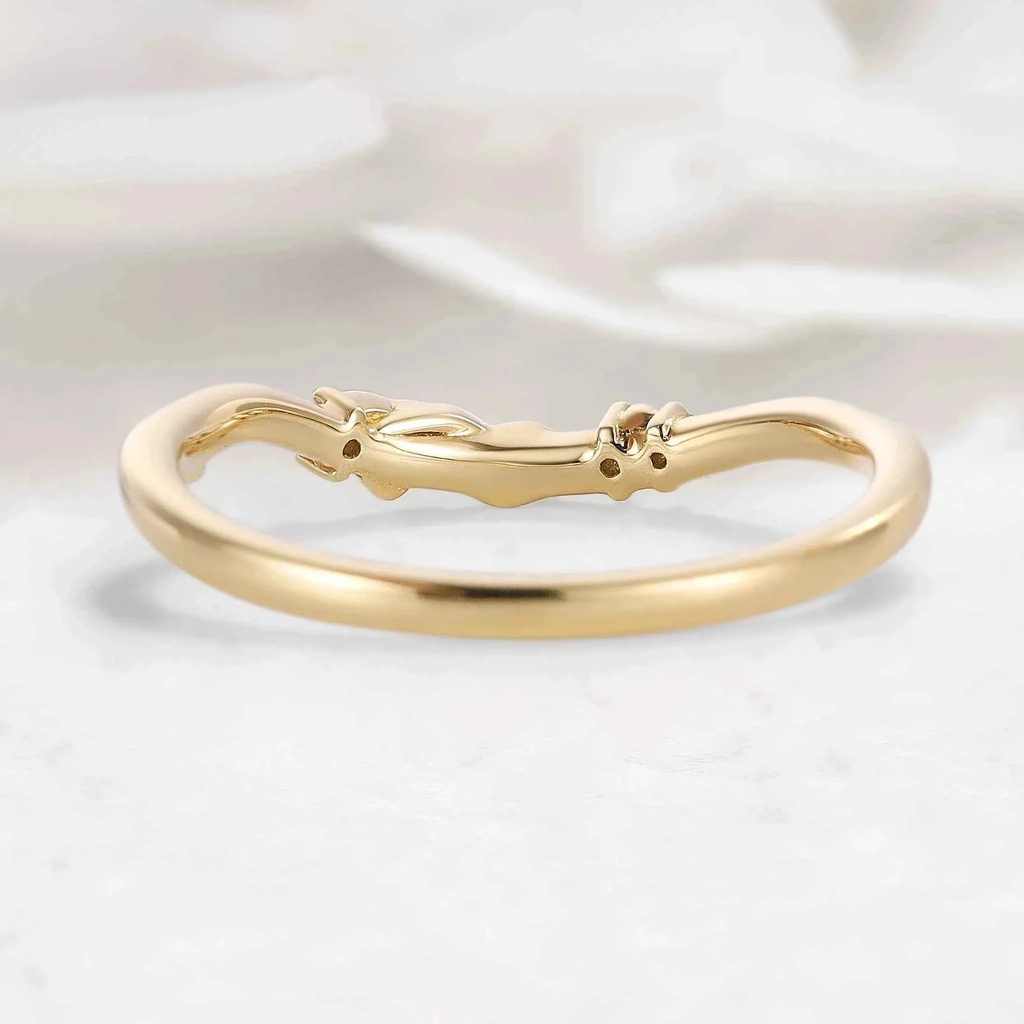 Nature-Inspired Leaf Moissanite Chevron Wedding Band