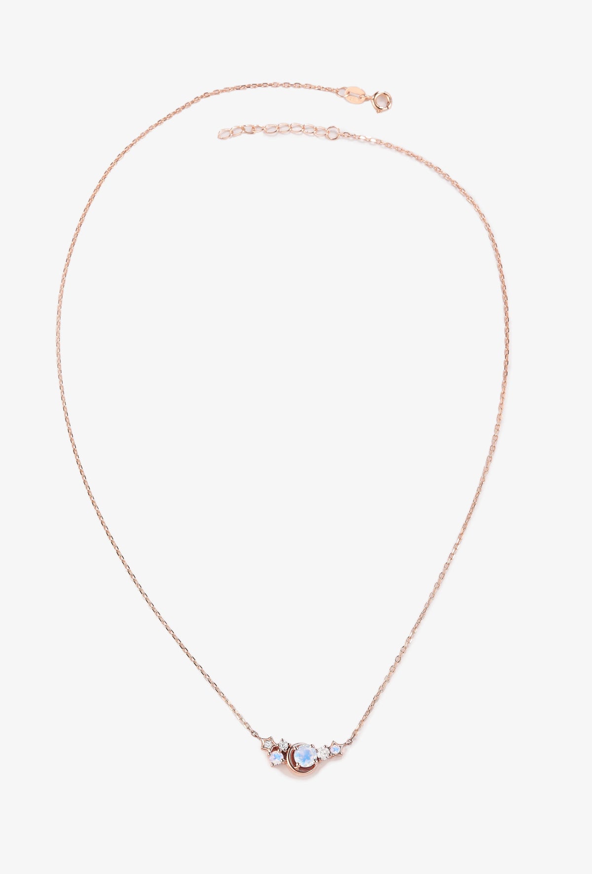 Custom Round Cut Moonstone Necklace - Star