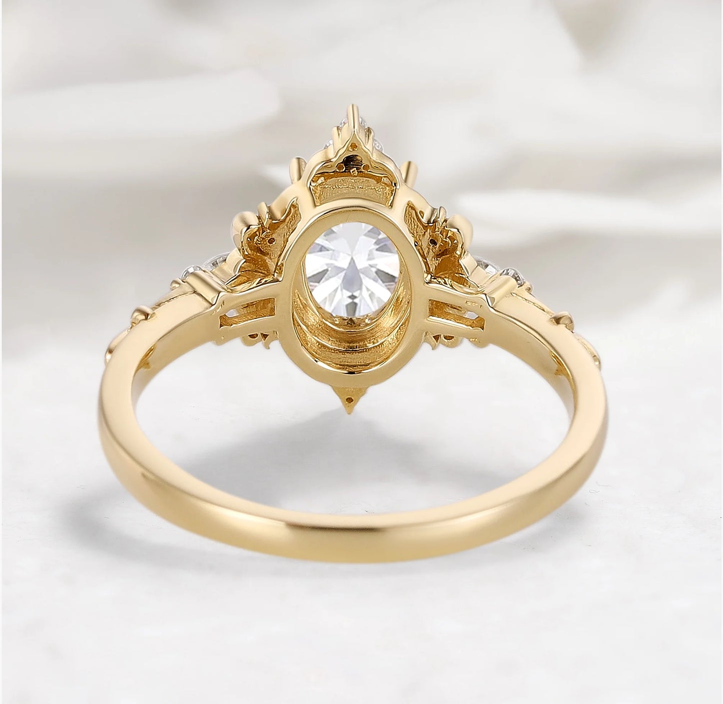 Vintage Bezel Oval Cut Moissanite Ring  Engagement Ring - Celestia